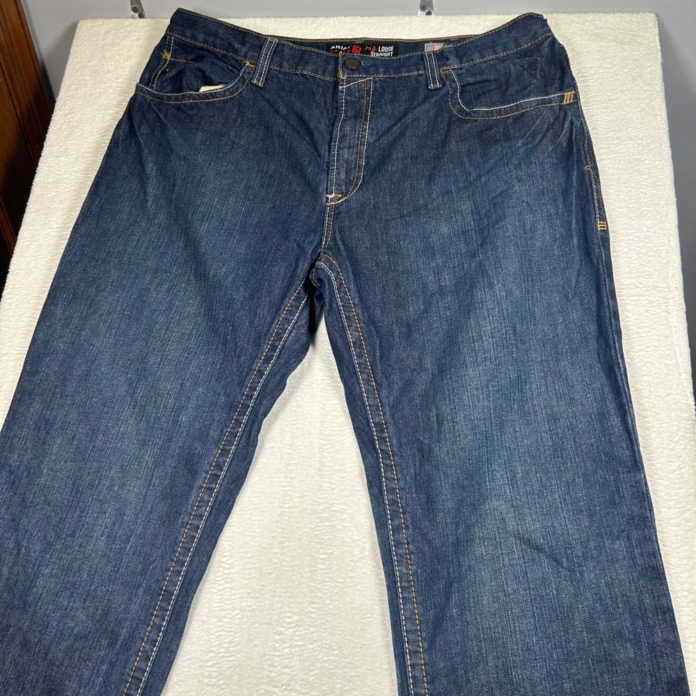 Ariat FR M3 Loose Straight Jeans Flame Resistant Mens 40x34 Dark Wash Denim Work